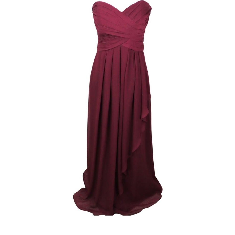 Davids Bridal Wine Red Dress Burgundy Maroon Sweetheart Chiffon Strapless size 4